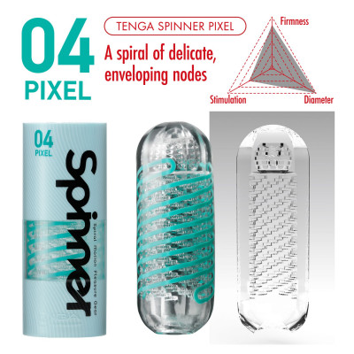Мастурбатор Tenga Spinner 04 Pixel з пружною стимулювальною спіраллю всередині Мастурбатор Tenga Spinner 04 Pixel з пружною стимулювальною спіраллю всередині