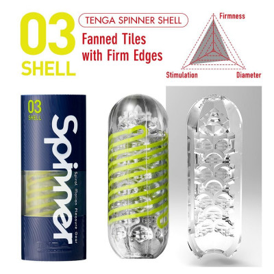 Мастурбатор Tenga Spinner 03 Shell з пружною стимулювальною спіраллю всередині, пружна спіраль Мастурбатор Tenga Spinner 03 Shell з пружною стимулювальною спіраллю всередині, пружна спіраль