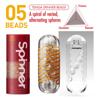 Мастурбатор Tenga Spinner 05 Beads з пружною стимулювальною спіраллю всередині Мастурбатор Tenga Spinner 05 Beads з пружною стимулювальною спіраллю всередині