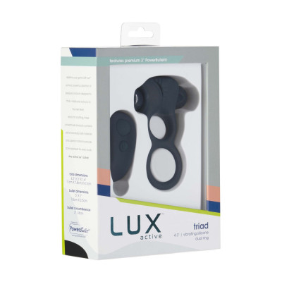 Двойное эрекционное кольцо с вибрацией Lux Active -Triad - Vibrating Dual Cock Ring, пульт ДУ Двойное эрекционное кольцо с вибрацией Lux Active -Triad - Vibrating Dual Cock Ring, пульт ДУ