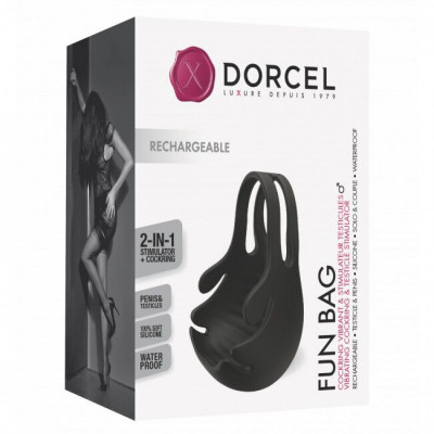 Ерекційне кільце з вібрацією і стимуляцією мошонки Dorcel FUN BAG, перезаряджаєме Ерекційне кільце з вібрацією і стимуляцією мошонки Dorcel FUN BAG, перезаряджаєме
