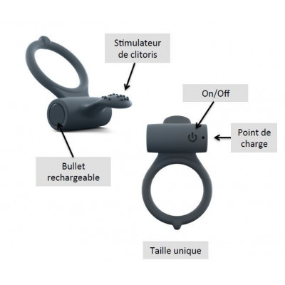 Ерекційне кільце Dorcel Power Clit Plus з вібрацією, перезаряджається, з язичком та щіточкою Ерекційне кільце Dorcel Power Clit Plus з вібрацією, перезаряджається, з язичком та щіточкою