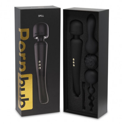 Вібромасажер Wand з трьома насадками Pornhub Spell Wand Set, потужний Вібромасажер Wand з трьома насадками Pornhub Spell Wand Set, потужний