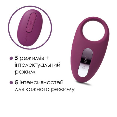 Ерекційне кільце з вібрацією та пультом ДК Svakom Winni Violet Ерекційне кільце з вібрацією та пультом ДК Svakom Winni Violet