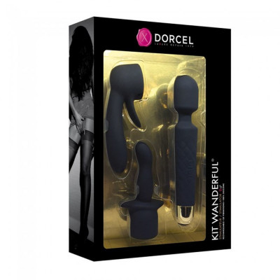 Минивибромассажер Dorcel Kit Wanderful с насадками (анальная и вагинальная), водонепрницаемый Минивибромассажер Dorcel Kit Wanderful с насадками (анальная и вагинальная), водонепрницаемый