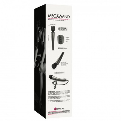 Мощный вибромассажер Dorcel MEGAWAND Chrome Silver водонепроницаемый, перезаряжаемый, 160 режимов Мощный вибромассажер Dorcel MEGAWAND Chrome Silver водонепроницаемый, перезаряжаемый, 160 режимов