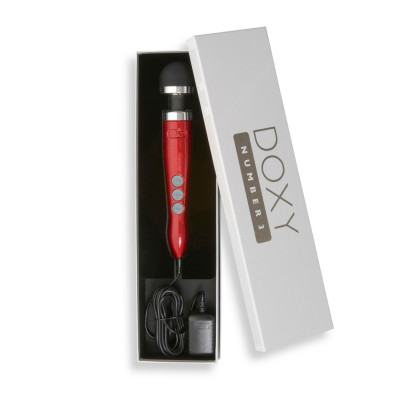 Вібромасажер DOXY Number 3 Candy Red, дуже потужний, живлення 220В, металевий корпус Вібромасажер DOXY Number 3 Candy Red, дуже потужний, живлення 220В, металевий корпус