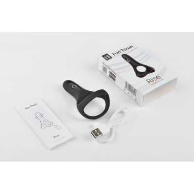 Подвійне ерекційне кільце Fun Town Rise Black, керування зі смартфона Подвійне ерекційне кільце Fun Town Rise Black, керування зі смартфона
