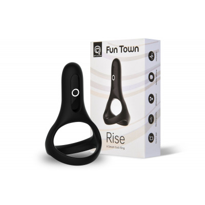 Подвійне ерекційне кільце Fun Town Rise Black, керування зі смартфона