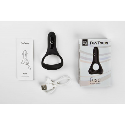 Подвійне ерекційне кільце Fun Town Rise Black, керування зі смартфона Подвійне ерекційне кільце Fun Town Rise Black, керування зі смартфона