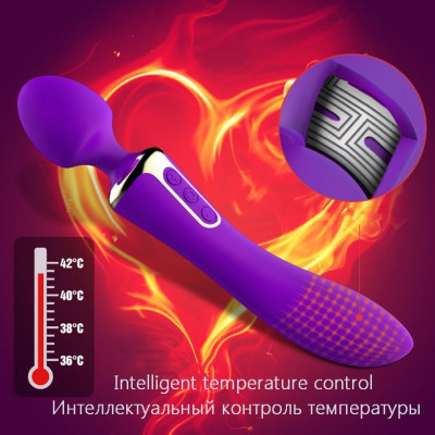 Вибромассажер 2-в-1 Leten AV Heat Purple с подогревом, классический вибромассажер и вибратор Вибромассажер 2-в-1 Leten AV Heat Purple с подогревом, классический вибромассажер и вибратор
