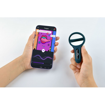 Подвійне ерекційне кільце Fun Town Rise Turquoise, керування зі смартфона Подвійне ерекційне кільце Fun Town Rise Turquoise, керування зі смартфона