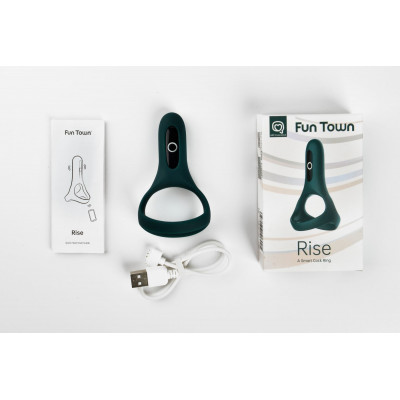 Подвійне ерекційне кільце Fun Town Rise Turquoise, керування зі смартфона Подвійне ерекційне кільце Fun Town Rise Turquoise, керування зі смартфона
