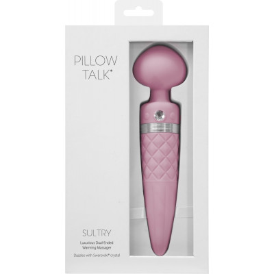 Вібромасажер 2-в-1 PILLOW TALK - Sultry Pink, класичний масажер і вібратор з ротацією, підігрів Вібромасажер 2-в-1 PILLOW TALK - Sultry Pink, класичний масажер і вібратор з ротацією, підігрів