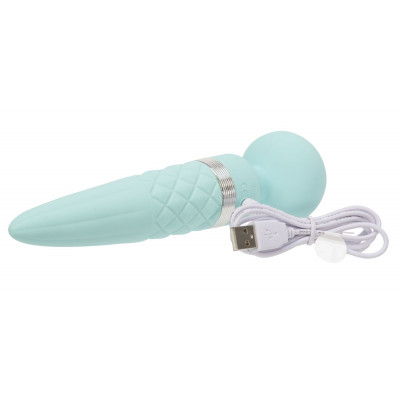 Вібромасажер 2в1 PILLOW TALK - Sultry Teal, класичний масажер і вібратор з ротацією, підігрів Вібромасажер 2в1 PILLOW TALK - Sultry Teal, класичний масажер і вібратор з ротацією, підігрів