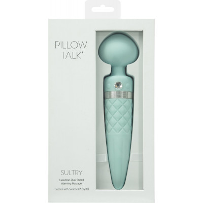 Вібромасажер 2в1 PILLOW TALK - Sultry Teal, класичний масажер і вібратор з ротацією, підігрів Вібромасажер 2в1 PILLOW TALK - Sultry Teal, класичний масажер і вібратор з ротацією, підігрів