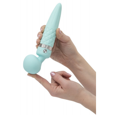 Вібромасажер 2в1 PILLOW TALK - Sultry Teal, класичний масажер і вібратор з ротацією, підігрів Вібромасажер 2в1 PILLOW TALK - Sultry Teal, класичний масажер і вібратор з ротацією, підігрів