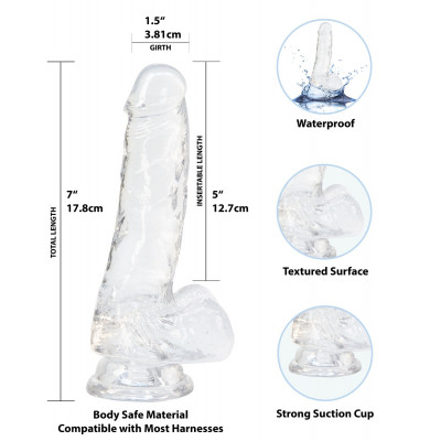 Фалоімітатор ADDICTION - Crystal Clear Dildo with Balls - 7"