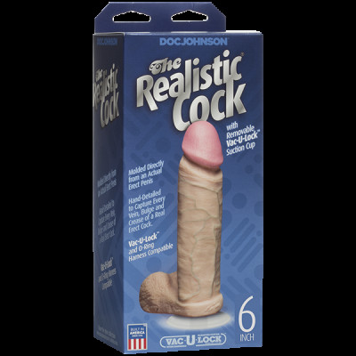 Фалоімітатор Doc Johnson The Realistic Cock 6 inch White - PVC, Vack-U-Lock, діаметр 4,3 см Фалоімітатор Doc Johnson The Realistic Cock 6 inch White - PVC, Vack-U-Lock, діаметр 4,3 см