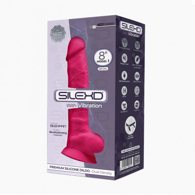 Фалоімітатор з вібрацією SilexD Vetus Vibro Pink (MODEL 1 size 8in), двошаровий, діаметр 4,2см Фалоімітатор з вібрацією SilexD Vetus Vibro Pink (MODEL 1 size 8in), двошаровий, діаметр 4,2см