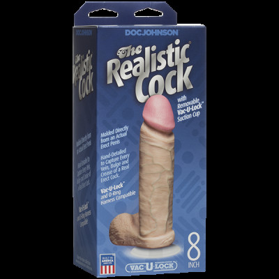 Фалоімітатор Doc Johnson The Realistic Cock 8 inch White - PVC, Vack-U-Lock, діаметр 5,1 см Фалоімітатор Doc Johnson The Realistic Cock 8 inch White - PVC, Vack-U-Lock, діаметр 5,1 см