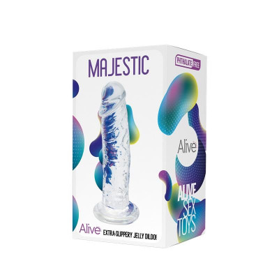 Прозорий фалоімітатор Alive Jelly Dildo Majestic, ТПЕ, присоска, діаметр 3.7см, довжина 14.7см Прозорий фалоімітатор Alive Jelly Dildo Majestic, ТПЕ, присоска, діаметр 3.7см, довжина 14.7см