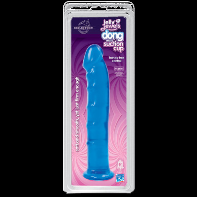Фалоімітатор Doc Johnson Jelly Jewels Dong & Suction Cup Blue, діаметр 3,6 см, антибактеріальний ПВХ Фалоімітатор Doc Johnson Jelly Jewels Dong & Suction Cup Blue, діаметр 3,6 см, антибактеріальний ПВХ