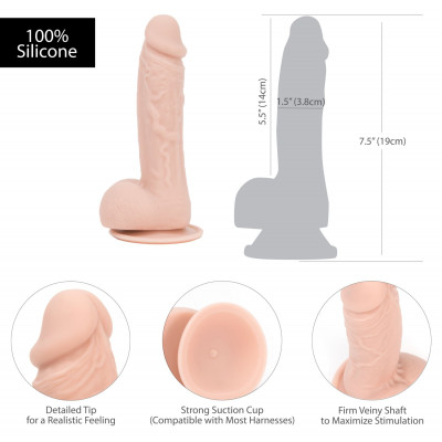 Фалоімітатор ADDICTION - Mark 7.5" Dildo With Balls, Beige