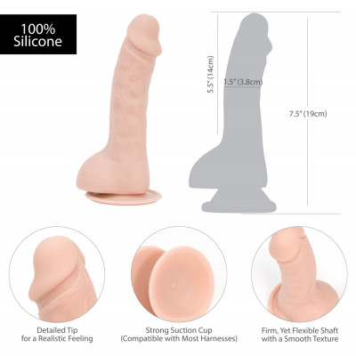 Фалоімітатор ADDICTION - BRAD 7.5" Dildo With Balls, Beige