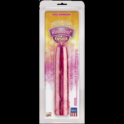 Фалоімітатор Doc Johnson Radiant Gems 8 Inch Fuchsia, діаметр 4,3 см, антибактеріальний ПВХ Фалоімітатор Doc Johnson Radiant Gems 8 Inch Fuchsia, діаметр 4,3 см, антибактеріальний ПВХ