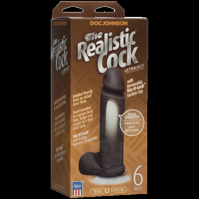 Фаллоимитатор Doc Johnson The Realistic Cock 6 inch Black - ULTRASKYN, Vac-U-Lock, диаметр 4,3см Фаллоимитатор Doc Johnson The Realistic Cock 6 inch Black - ULTRASKYN, Vac-U-Lock, диаметр 4,3см