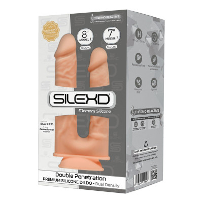 Фалоімітатор подвійний SilexD Double Gusto Flesh (Model 1 size 8" & 7"), двошаровий, силікон + Silex Фалоімітатор подвійний SilexD Double Gusto Flesh (Model 1 size 8" & 7"), двошаровий, силікон + Silex