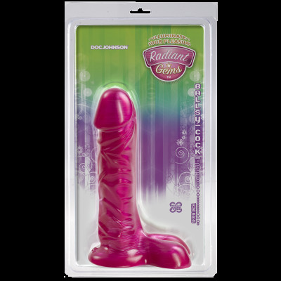 Фалоімітатор Doc Johnson Radiant Gems 7 Inch Ballsy Fuchsia, діаметр 4,3 см, антибактеріальний ПВХ Фалоімітатор Doc Johnson Radiant Gems 7 Inch Ballsy Fuchsia, діаметр 4,3 см, антибактеріальний ПВХ