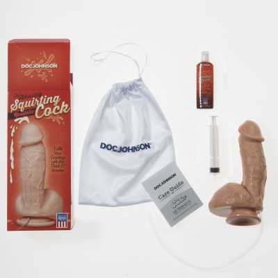 Кончающий фаллоимитатор Doc Johnson The Amazing Squirting Realistic Cock, ПВХ, диаметр 5,1см Кончающий фаллоимитатор Doc Johnson The Amazing Squirting Realistic Cock, ПВХ, диаметр 5,1см