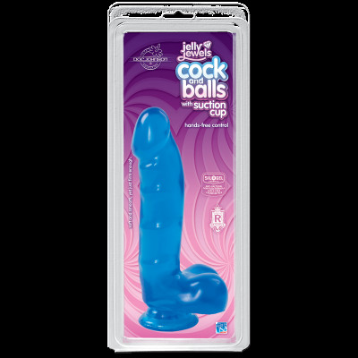 Фалоімітатор Doc Johnson Jelly Jewels Cock & Balls Blue, діаметр 3,6 см, антибактеріальний ПВХ Фалоімітатор Doc Johnson Jelly Jewels Cock & Balls Blue, діаметр 3,6 см, антибактеріальний ПВХ