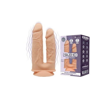 Фаллоимитатор двойной с вибрацией SilexD Double Gusto Flesh Motor (Model 1 size 8" & 7"), двухслойны Фаллоимитатор двойной с вибрацией SilexD Double Gusto Flesh Motor (Model 1 size 8" & 7"), двухслойны