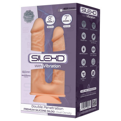 Фаллоимитатор двойной с вибрацией SilexD Double Gusto Flesh Motor (Model 1 size 8" & 7"), двухслойны Фаллоимитатор двойной с вибрацией SilexD Double Gusto Flesh Motor (Model 1 size 8" & 7"), двухслойны