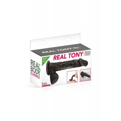 Фалоімітатор Real Body — Real Tony Black, TPE, діаметр 3,5 см Фалоімітатор Real Body — Real Tony Black, TPE, діаметр 3,5 см