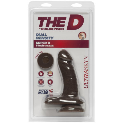 Фалоімітатор Doc Johnson The D - Super D - 6 Inch With Balls - ULTRASKYN - Chocolate, діаметр 3,8 см Фалоімітатор Doc Johnson The D - Super D - 6 Inch With Balls - ULTRASKYN - Chocolate, діаметр 3,8 см