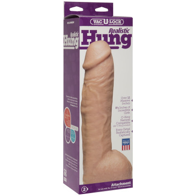 Фалоімітатор Doc Johnson Realistic Hung - Vanilla, Vac-U-Lock, діаметр 7 см Фалоімітатор Doc Johnson Realistic Hung - Vanilla, Vac-U-Lock, діаметр 7 см