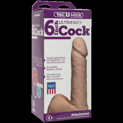 Фалоімітатор Doc Johnson Vac-U-Lock - 6 Inch ULTRASKYN Cock White, діаметр 4,3 см Фалоімітатор Doc Johnson Vac-U-Lock - 6 Inch ULTRASKYN Cock White, діаметр 4,3 см