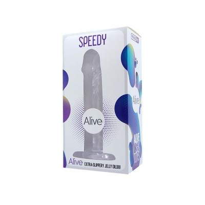 Прозорий фалоімітатор і насадка для страпона Alive Jelly Dildo Speedy, ТПЕ, довжина 17,8 см Прозорий фалоімітатор і насадка для страпона Alive Jelly Dildo Speedy, ТПЕ, довжина 17,8 см