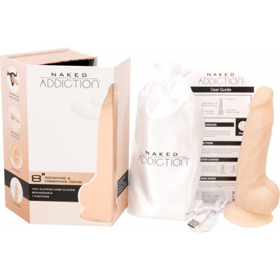 Фаллоимитатор ADDICTION - Naked - 8" Rotating & Vibrating Dildo with Remote – Vanilla
