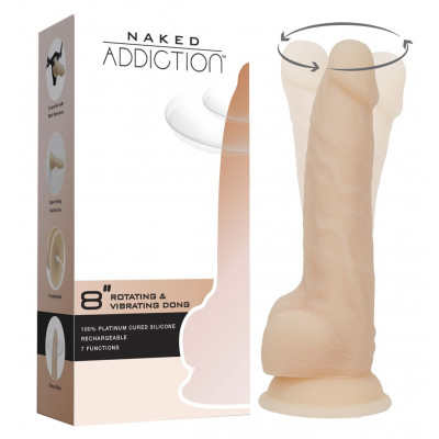 Фаллоимитатор ADDICTION - Naked - 8" Rotating & Vibrating Dildo with Remote – Vanilla