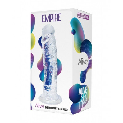 Прозорий фалоімітатор Alive Jelly Dildo Empire, ТПЕ, присоска, діаметр 4.3см, довжина 19.3см Прозорий фалоімітатор Alive Jelly Dildo Empire, ТПЕ, присоска, діаметр 4.3см, довжина 19.3см