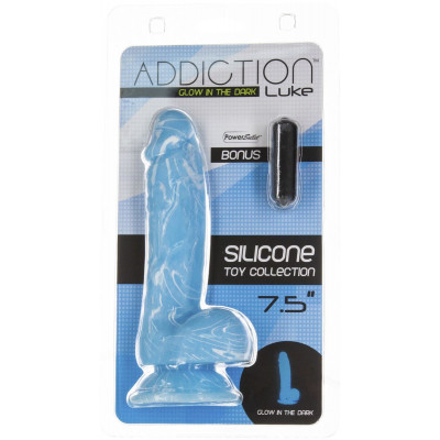 Светящийся в темноте фаллоимитатор ADDICTION - LUKE - 7.5" - BLUE G.I.D. /W PB, 19 см, силикон Светящийся в темноте фаллоимитатор ADDICTION - LUKE - 7.5" - BLUE G.I.D. /W PB, 19 см, силикон