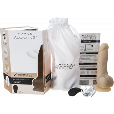 Фалоімітатор ADDICTION - Naked - 7" Rotating & Vibrating Dildo with Remote - Vanilla