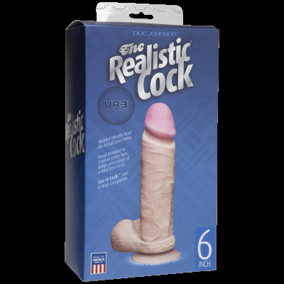 Фалоімітатор Doc Johnson The Realistic Cock 6 inch White – ULTRASKYN, Vack-U-Lock, діаметр 4,3 см Фалоімітатор Doc Johnson The Realistic Cock 6 inch White – ULTRASKYN, Vack-U-Lock, діаметр 4,3 см
