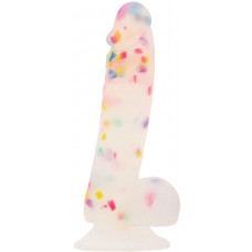 Фалоімітатор з конфетті ADDICTION - PARTY MARTY - 7.5 "- FROST &CONFETTI, 19 см, силікон, вібропуля