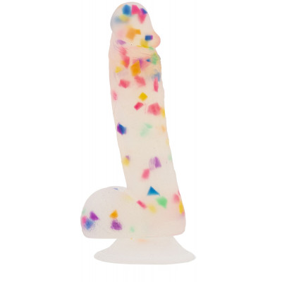 Фалоімітатор з конфетті ADDICTION - PARTY MARTY - 7.5 "- FROST &CONFETTI, 19 см, силікон, вібропуля Фалоімітатор з конфетті ADDICTION - PARTY MARTY - 7.5 "- FROST &CONFETTI, 19 см, силікон, вібропуля
